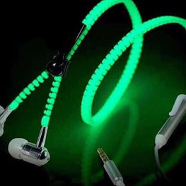 Zipper Earphone Light Glow In Dark Green with Microphone - SmarToys.co