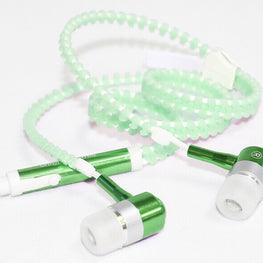 Zipper Earphone Light Glow In Dark Green with Microphone - SmarToys.co