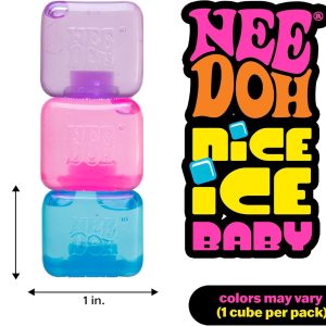 NeeDoh Nice Ice Baby - Sensory Squeeze Toy - Super Solid Squish  Color May Vary (Pack of 3))