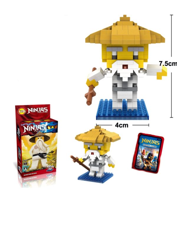 "Loz Toys Wu Master Ninja Mini Blocks – Black & White Warrior Set" - Image 2