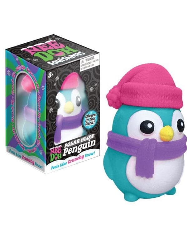 NeeDoh Polar Glow Penguin - Sensory Squeeze Toy - Assorted Colors Glow in The Dark -One per Orden
