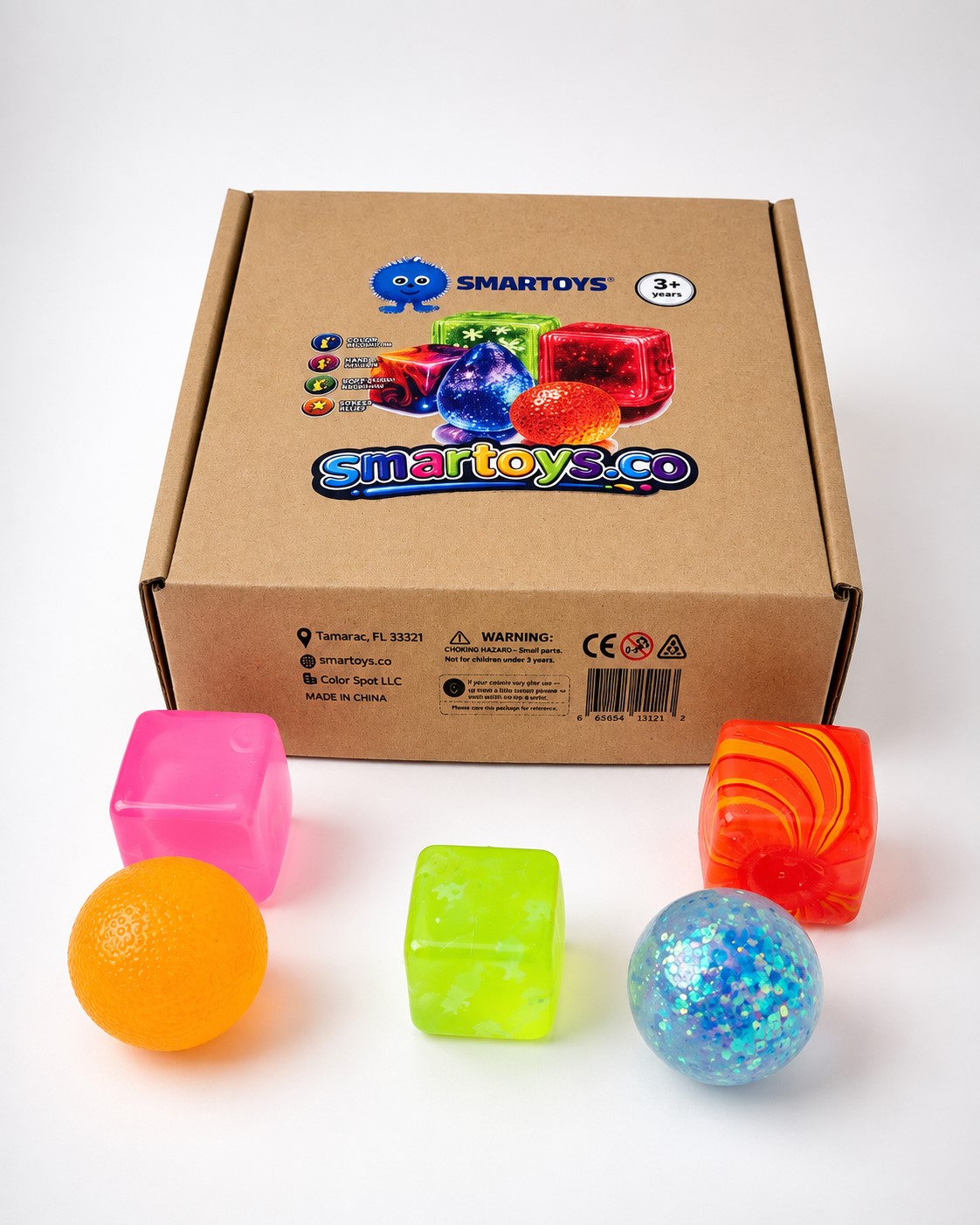 Smartoys Mini Sensory Squishy Toy Set with Storage Bag, Ages 3+, 5-Piece - Image 2