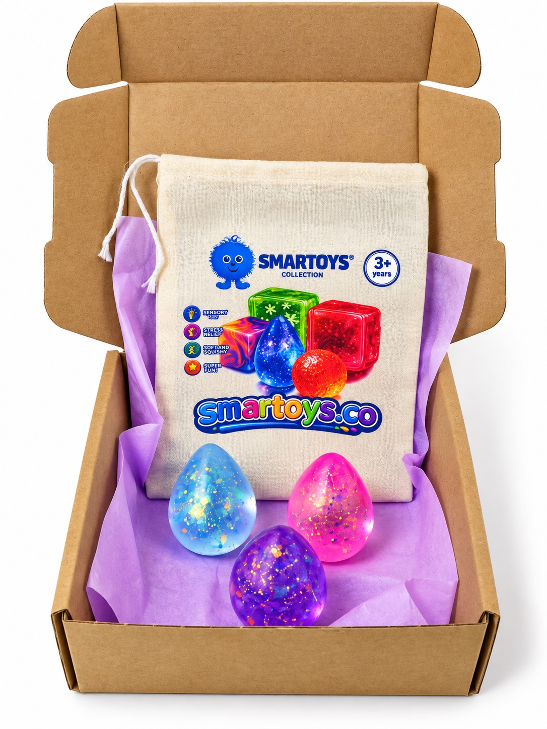 Smartoys Mini Glitter Drops –3-Pack Squishy Sensory Fidget Toys Gift Set- Ages 3+ - Image 7